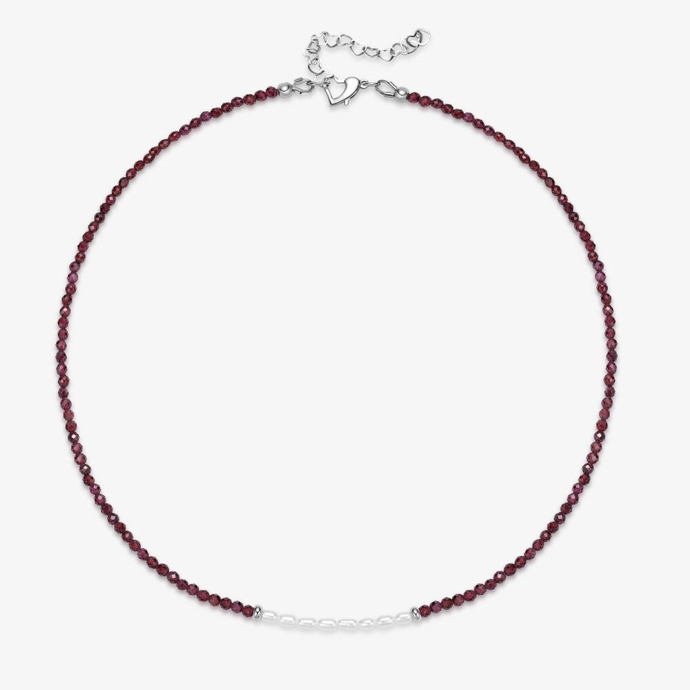 Natural Garnet & Fresh Water Pearl Necklace